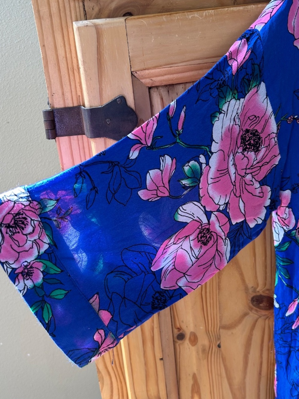 G.I.L.I. Kimono Robe Floral Duster‎ Cardigan 3/4 Wide Sleeves 100% Viscose XS - Picture 7 of 9